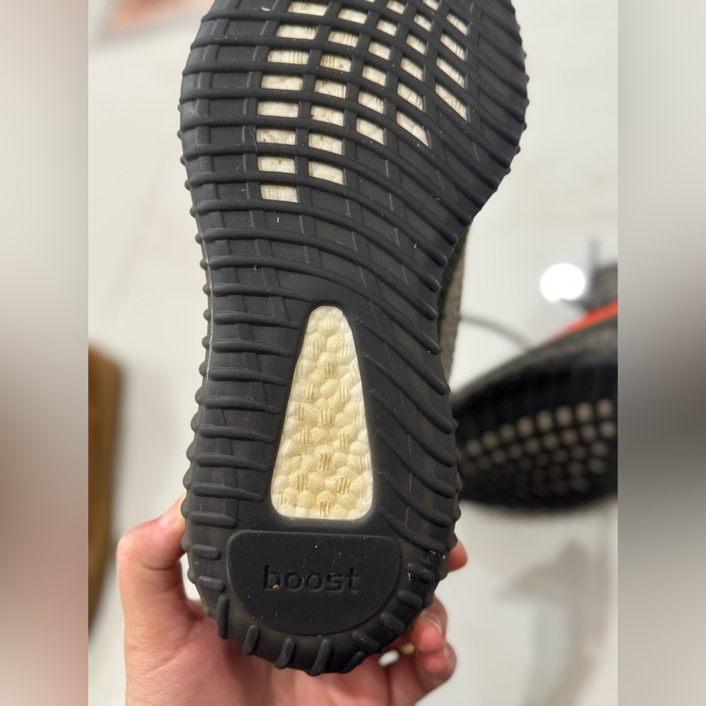 YEZZY Adidas Knit Sneakers with Orange Accent - Picture 4 of 5